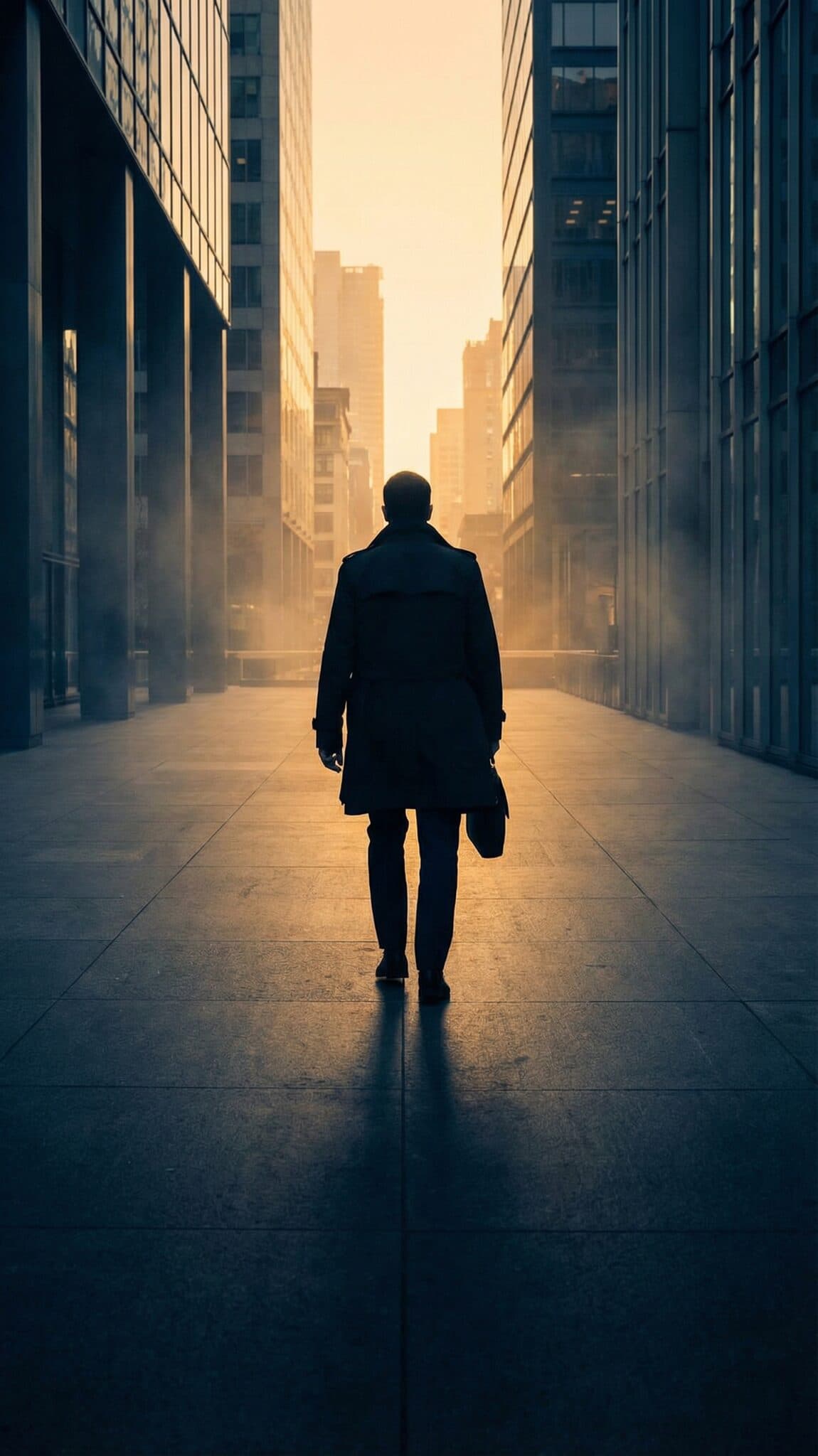 Moving forward — individual walking toward the light